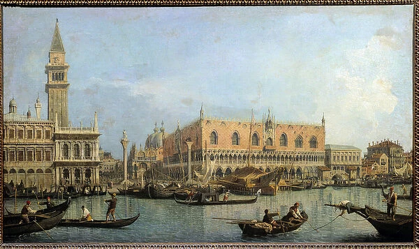 Le Mole, view from the basin of Saint Mark to Venice Painting by Antonio Canal dit