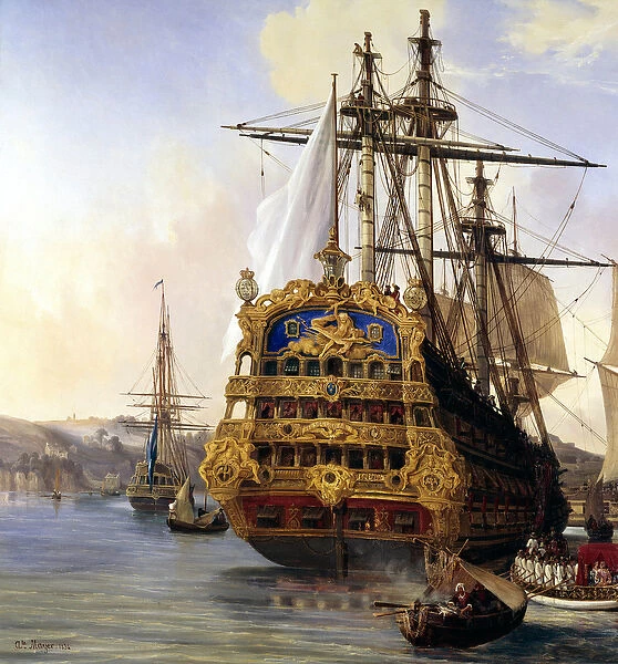Le navire 'le foudroyant'en rade de Brest en 1724'