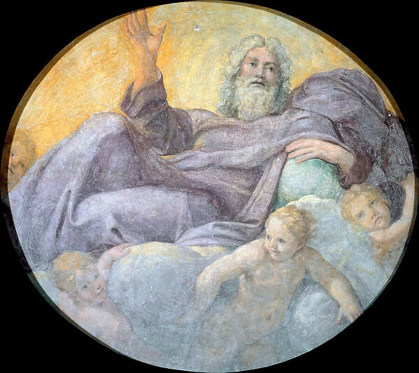 Le pere eternel (The everlasting Father) - Peinture de Annibale Carracci (Carrache, 1560-1609), fresque, art italien, 17e siecle, art baroque - Museu Nacional d Art de Catalunya, Barcelona (Espagne)