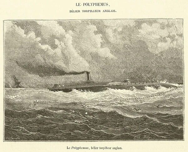 Le Polyphemus, belier torpilleur anglais (engraving)