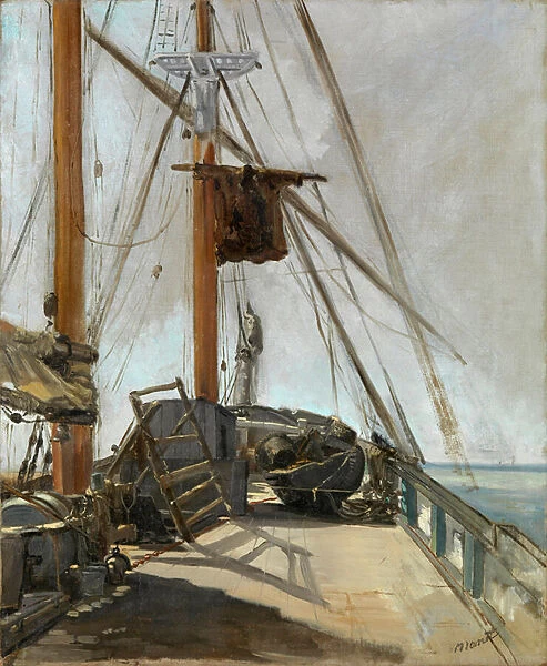 'Le pont d un bateau'- Peinture d Edouard Manet (1832-1883), vers 1860, huile sur toile - The ships deck - Oil on canvas by Edouard Manet (1832-1883), ca 1860 - 56, 4x47 cm - National Gallery of Victoria, Melbourne
