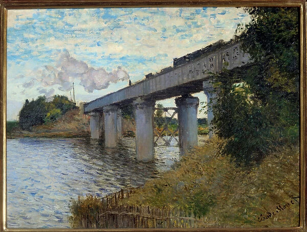 Le pont du chemin de fer a Argenteuil Painting by Claude Monet (1840-1926) 1873 Sun