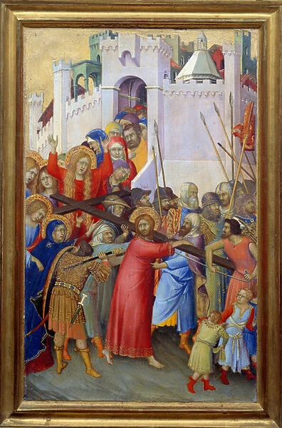Le portement de croix Painting on wood by Simone Martini (ca. 1284-1344) Dim