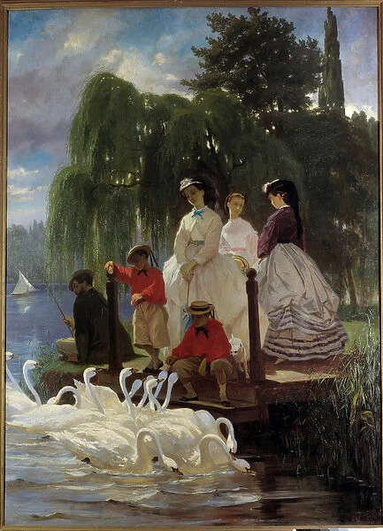 Le repas des swans Painting by Eugene Giraud (1806-1881) 1865 Paris