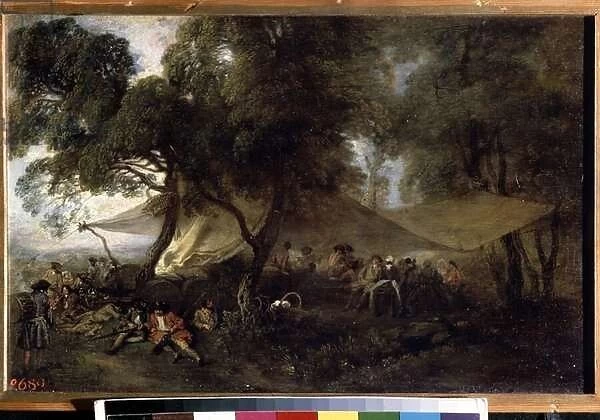 'Le repit de la guerre'. (Respite From War). Peinture de Jean Antoine Watteau (1684-1721), vers 1716. Huile sur cuivre. Musee de l Ermitage, Saint Petersbourg