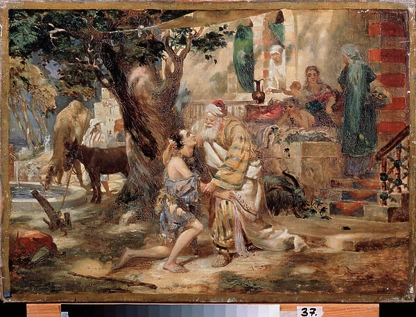 Le retour du fils prodigue. Peinture de Henryk Siemiradzki (1843-1902), huile sur toile. Art polonais, 19e siecle, academisme. M. Kroshitsky Art Museum, Sebastopol (Ukraine)