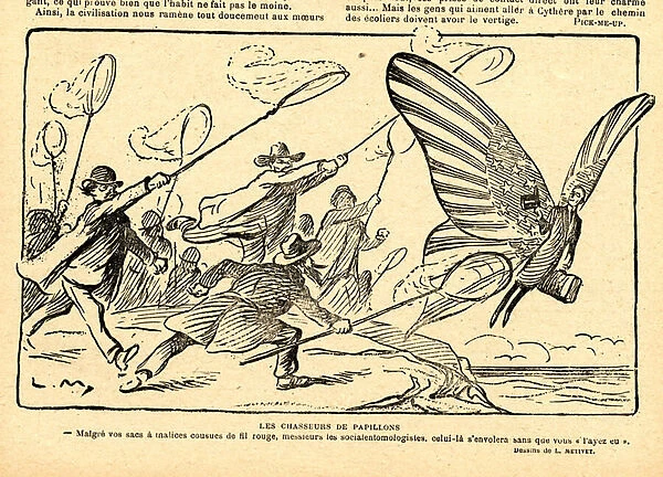 Le Rire rouge, Satirique en N&B, 1918_12_28 : the butterflies hunters