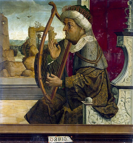 Le Roi David - King David - Peinture de Maestro de Becerril (active Early 16th-century) - c. 1525 - Oil on wood - 90, 8x87, 7 cm - Museo del Prado, Madrid