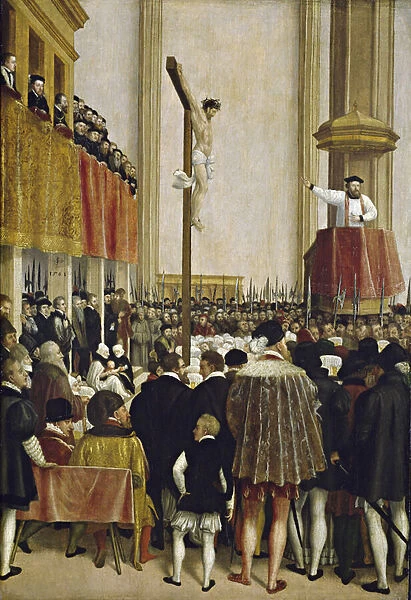 Le sermon du legat du pape Cornelio Musso dans l eglise augustinienne de Vienne