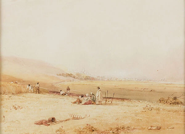 Le Treport seen from the Direction of Eu, 1821 (watercolour on paper)