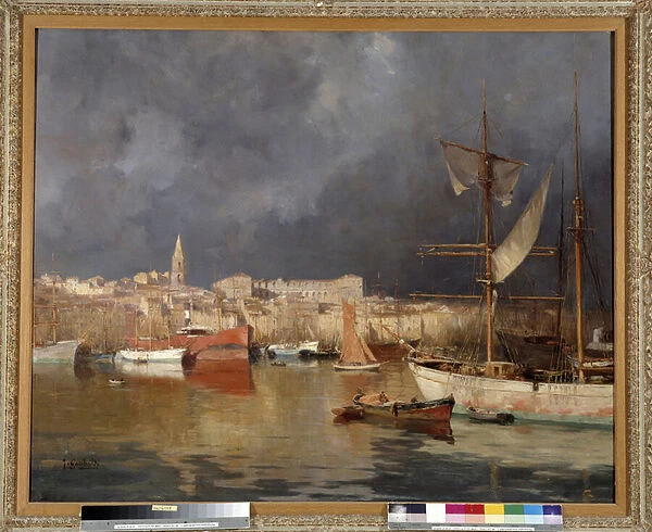 Le Vieux Port a Marseille in stormy weather Painting by Joseph Garibaldi (1863-1941) 1914 Mandatory mention: Collection foundation regards de Provence, Marseille