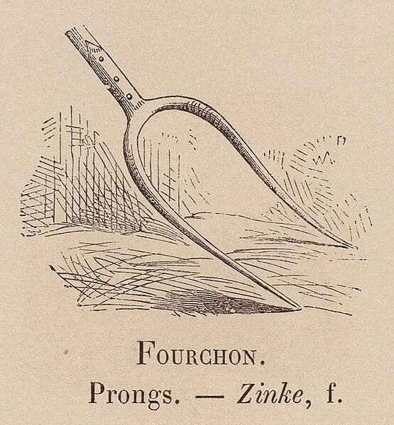 Le Vocabulaire Illustre: Fourchon; Prongs; Zinke (engraving)