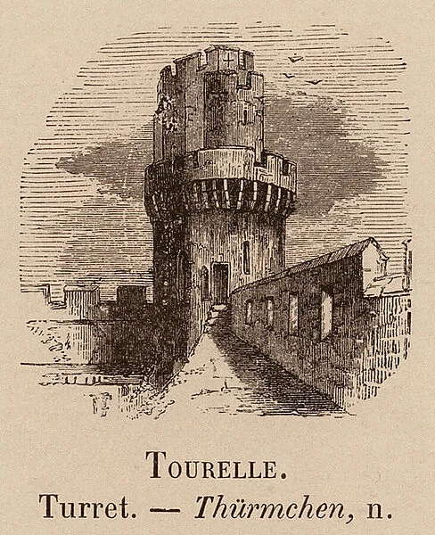 Le Vocabulaire Illustre: Tourelle; Turrent; Thurmchen (engraving)