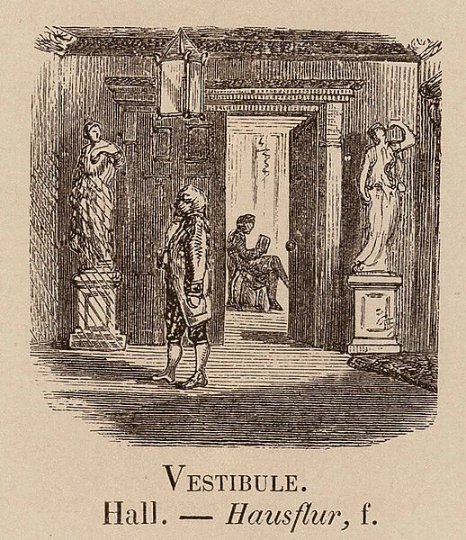 Le Vocabulaire Illustre: Vestibule; Hall; Hausflur (engraving)