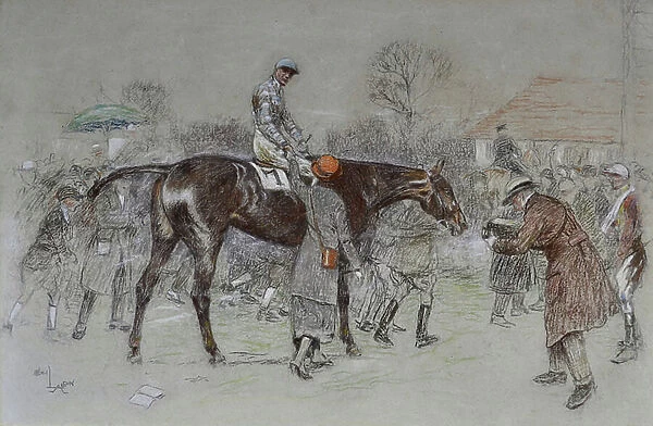 To Lead in the Winner While the Bookmakers Cheered, c.1920-25 (pastel)