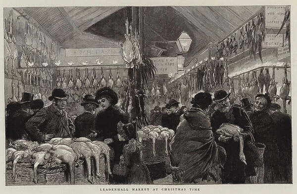 Leadenhall Market at Christmas Time (engraving)