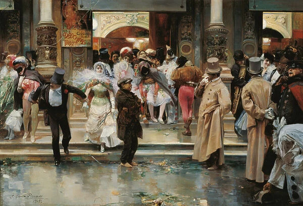 Leaving the Masqued Ball - Garcia y Ramos, Jose (1852-1912) - 1905 - Oil on canvas - 70, 5x104, 1 - Museo Carmen Thyssen, Malaga