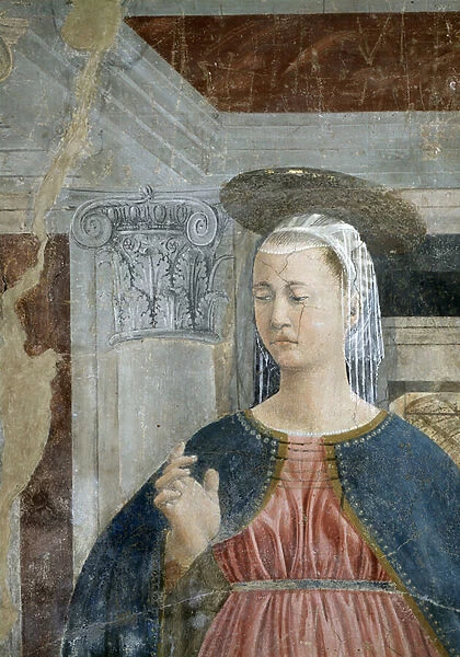 The Legend of the True Cross, the Annunciation, detail of the Virgin
