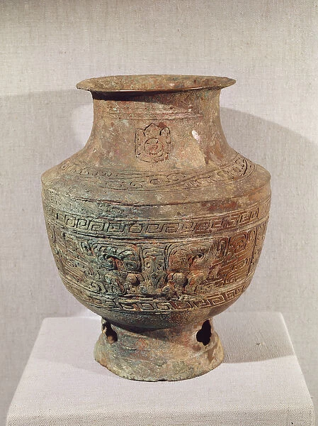 Lei wine vase decorated with a taotie design, from Pao-Chia-Chuang, Zhengzhou