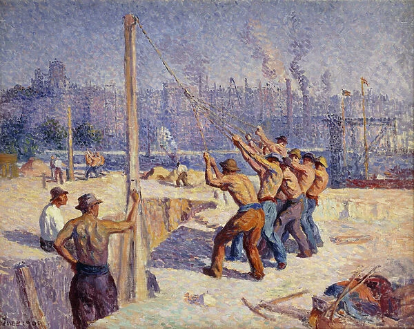 Les Batteurs de Pieux, 1900 (oil on canvas)