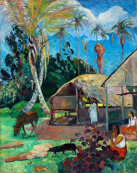 Les cochons noirs - The Black Pigs - Gauguin, Paul Eugene Henri (1848-1903) - 1891 - Oil on canvas - 91x72 - Szepmuveszeti Muzeum, Budapest
