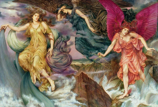 Les esprits de la tempete - The Storm Spirits, by De Morgan, Evelyn (1855-1919). Oil on canvas, c. 1900. Watts Gallery