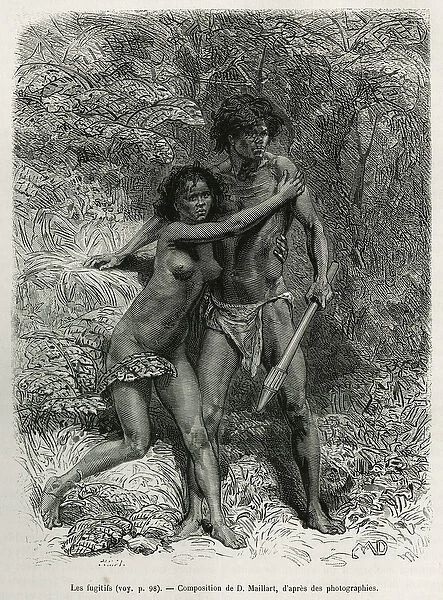 Les fugitives aborigenes, engraving after a drawing by D
