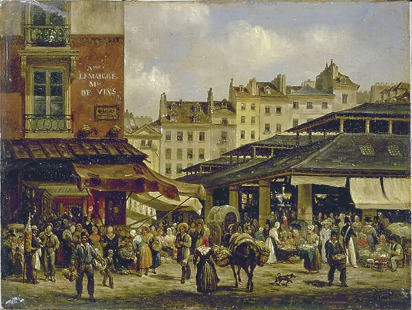 Les Halles and Rue de la Tonnellerie, c.1828 (oil on canvas)