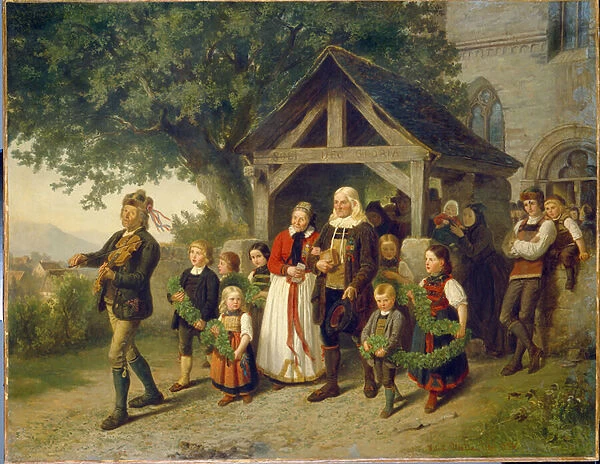 Les noces d or - Peinture de Hubert Salentin (1822-1910), huile sur toile, 1857 - The Golden Wedding, Oil on canvas by Hubert Salentin - State Hermitage, St Petersburg