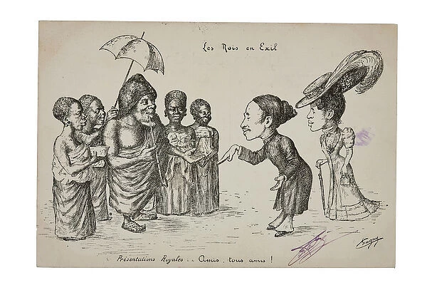 Les Rois en Exil. Presentations Royales: Amis, tous amis!, c. 1906 (litho)