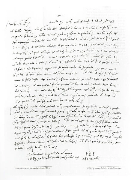 Letter from Columbus dated December 1504 addressed to Doctor Oderigo
