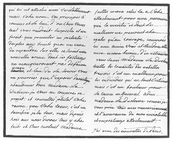 Letter from Hans Axel von Fersen to Marie Antoinette, 1792 (pen & ink on paper)