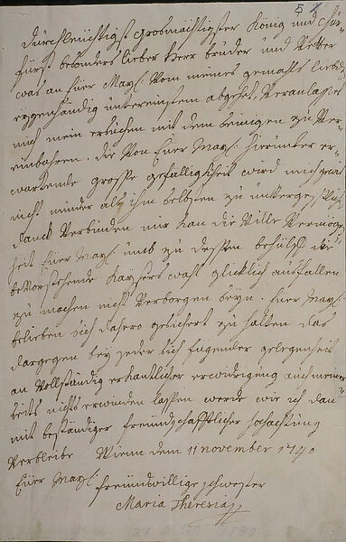 A letter from Maria Theresa to King Frederick II asking for his support for the imperial