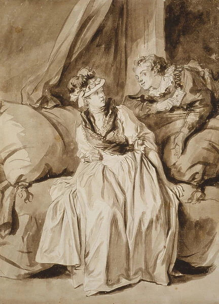 The Letter, or The Spanish Conversation, c. 1778 (brush brown ink with brown wash