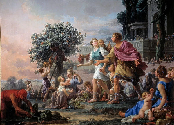 Liberality of Cimon the Athenian inviting the people to take the fruits of their garden