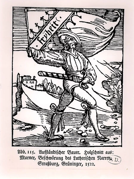 Liberty, illustration of the Peasants Revolt, 1522 (woodcut) (b  /  w photo)