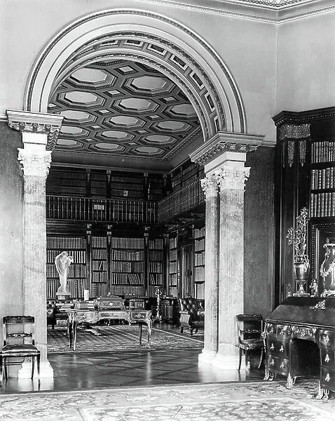 The Library, Clumber House, Nottinghamshire, from The English Country House (b / w photo)