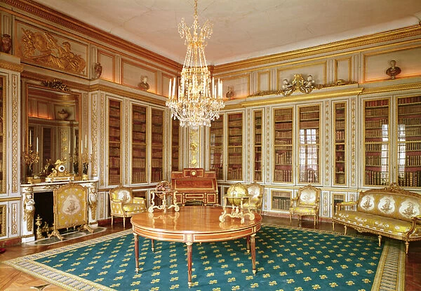 The library of Louis XVI (1754-93) decorated in 1781 by Rousseau under the direction of