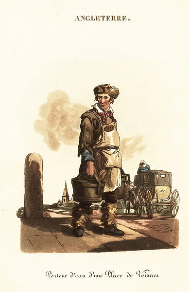 Licensed waterman at a coach stand, London, 1800s. 1821 (engraving)