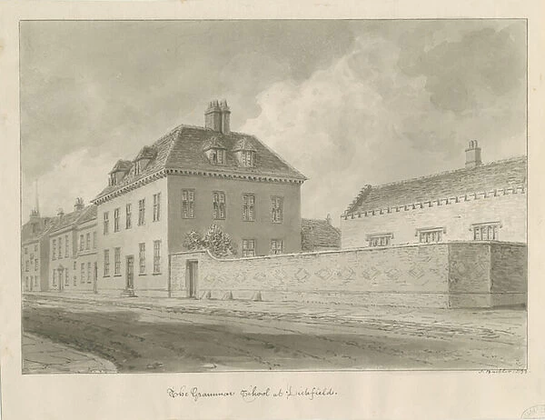 Lichfield - Grammar School: sepia drawing, 1833 (drawing)
