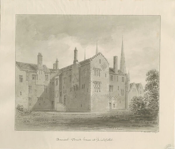 Lichfield - Old House in The Close: sepia drawing, 1807 (drawing)