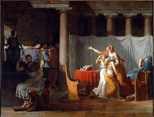 Lictors Bearing to Brutus the Bodies of his Sons - oil on canvas, 1789