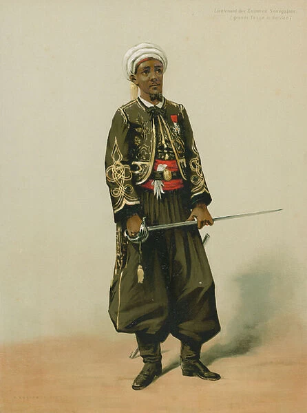 Lieutenant des Zouaves Senegalais, grande Tenue de Service (chromolitho)