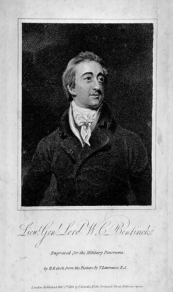 Lieutenant General Lord W C Bentinck, 1813 (stipple engraving)