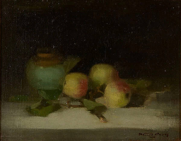 A Still Life of Apples and Ginger Jar (oil on canvas)