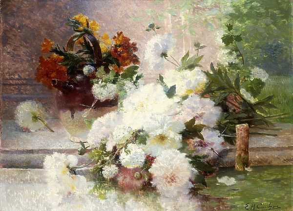 A Still Life with Autumn Flowers (oil on canvas)
