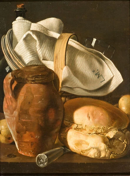 Still Life with Bread, a Jug, and a Napkin, after circa 1830 (oil on canvas)