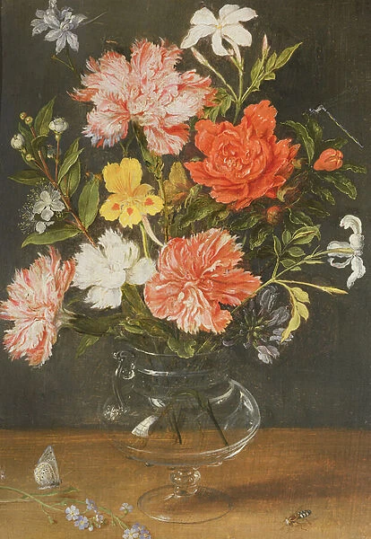 Still Life of Carnations and other Flowers (oil on canvas)