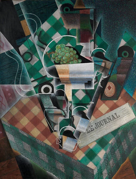 Still Life with Checked Tablecloth, 1915 (oil and graphite on canvas)