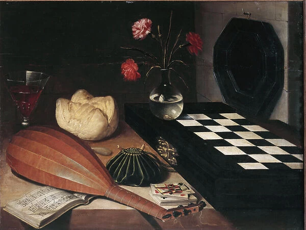 Still life at the chess - oil on canvas, 17th century